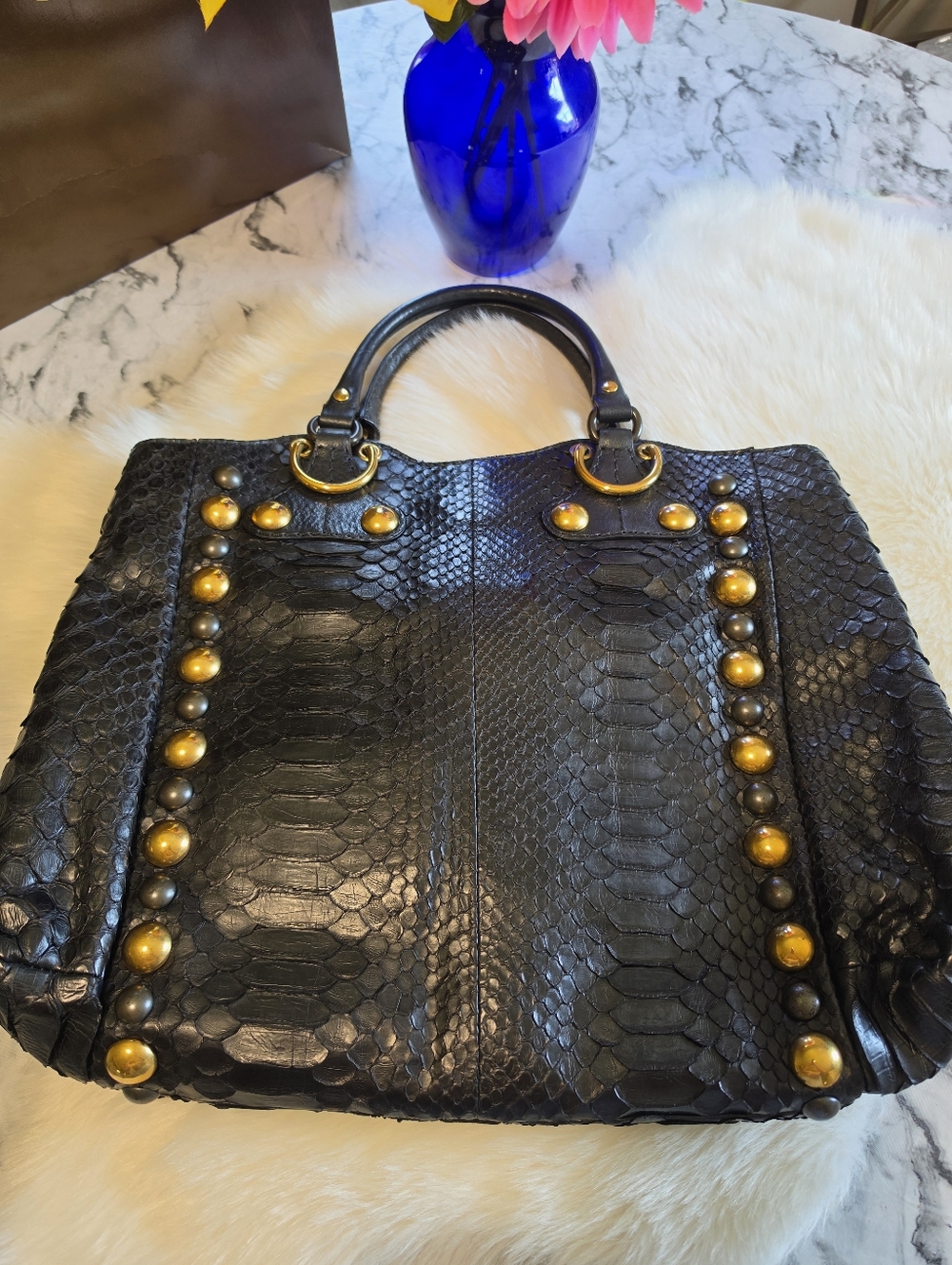 Gucci Babouska Python Studded Fringe XL Shoulder Bag - Picture 15 of 16